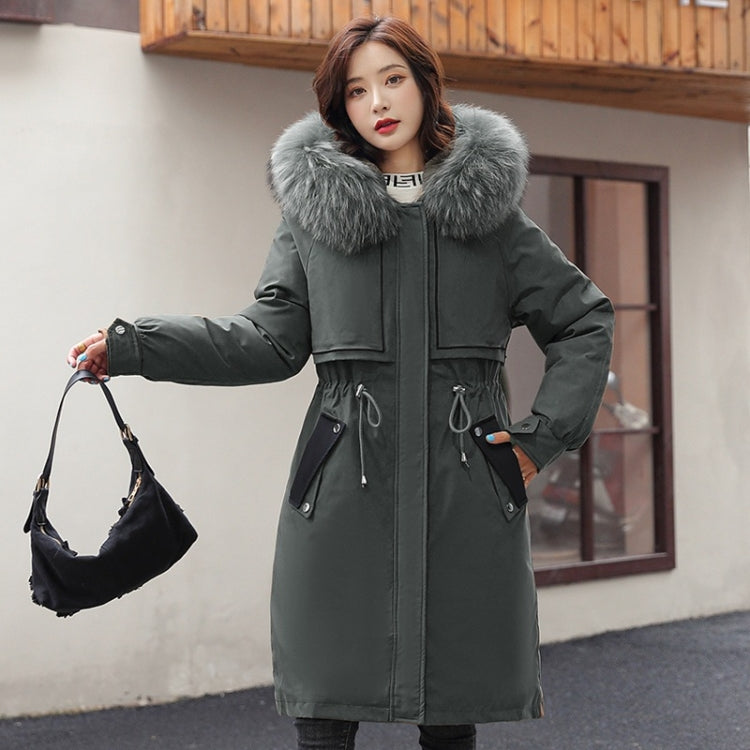 Mid-length Large Fur Collar Padded Coat Jacket