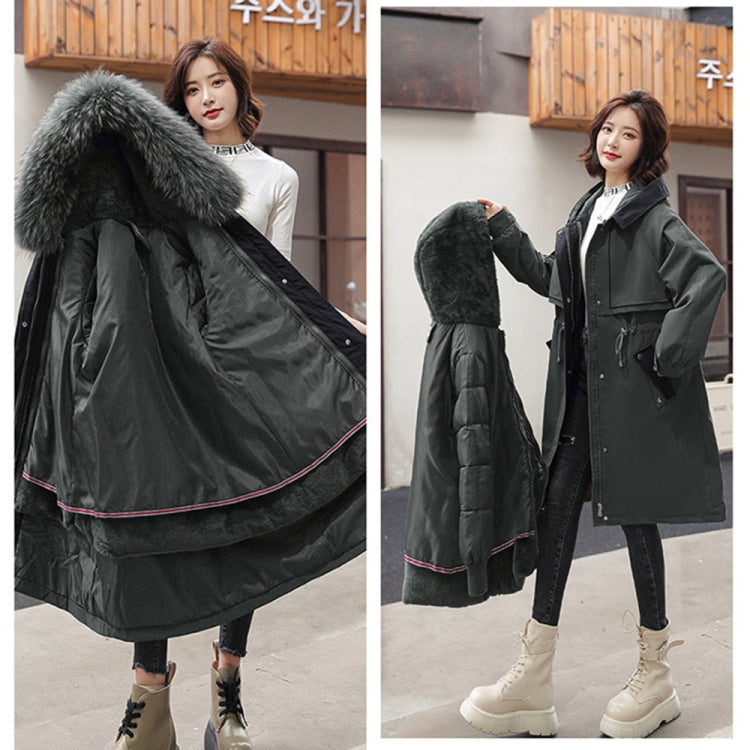 Mid-length Large Fur Collar Padded Coat Jacket