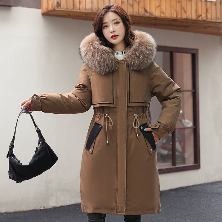 Mid-length Large Fur Collar Padded Coat Jacket