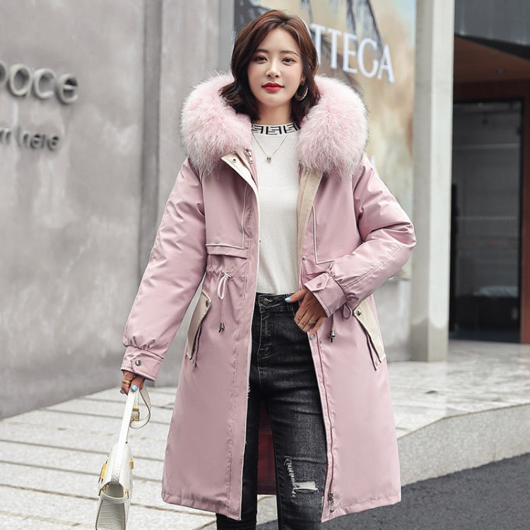 Mid-length Large Fur Collar Padded Coat Jacket