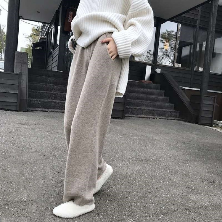 Plush Thickening Knitted Wide-leg Maternity Pants