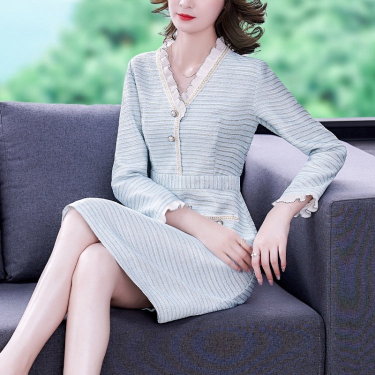 Women V-neck Mid-length Dress