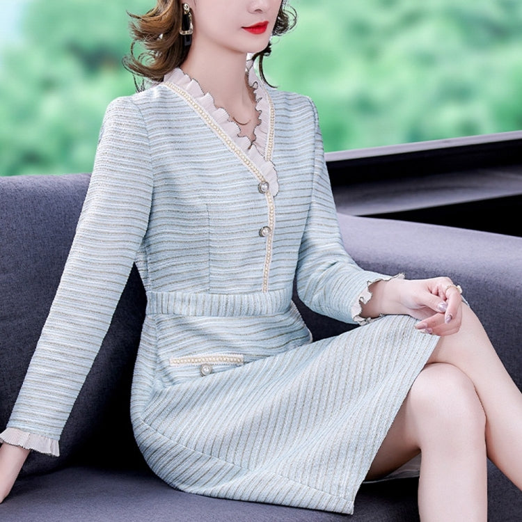 Women V-neck Mid-length Dress