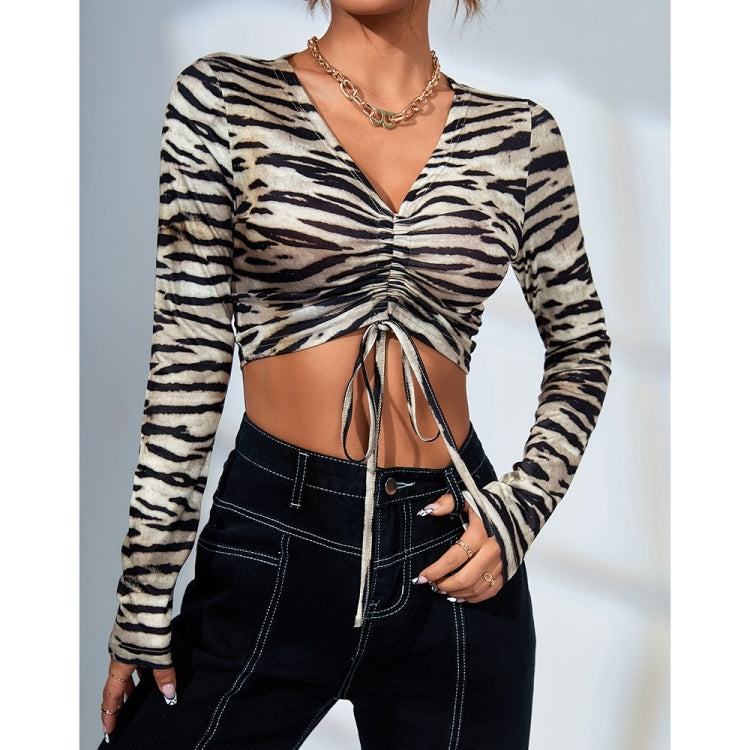 Leopard Print Short Long-sleeved Shirt for Ladies