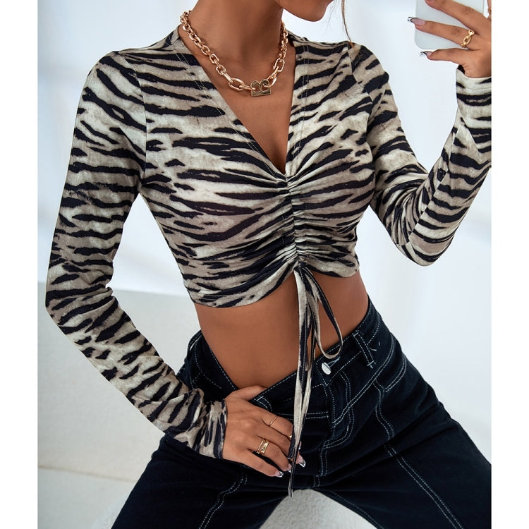 Leopard Print Short Long-sleeved Shirt for Ladies