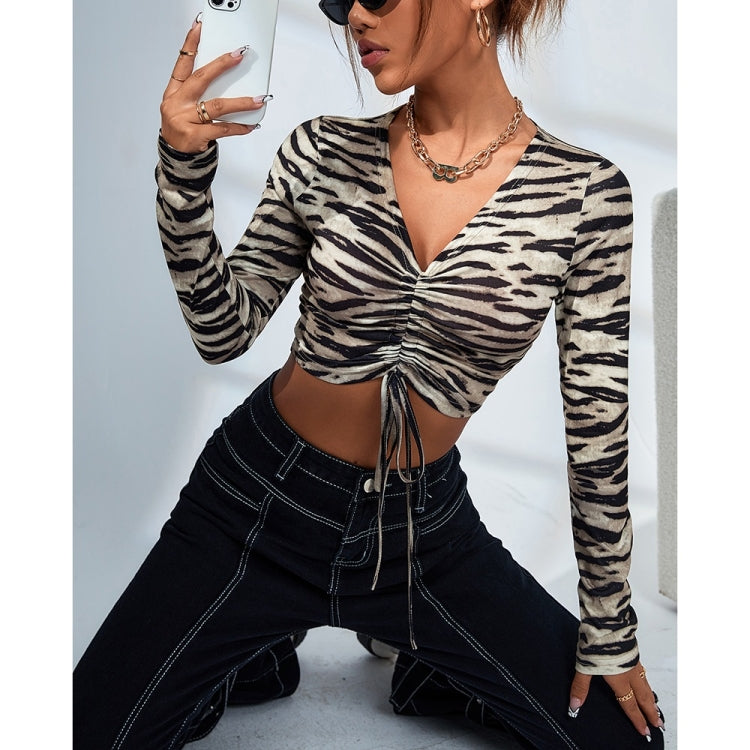 Leopard Print Short Long-sleeved Shirt for Ladies