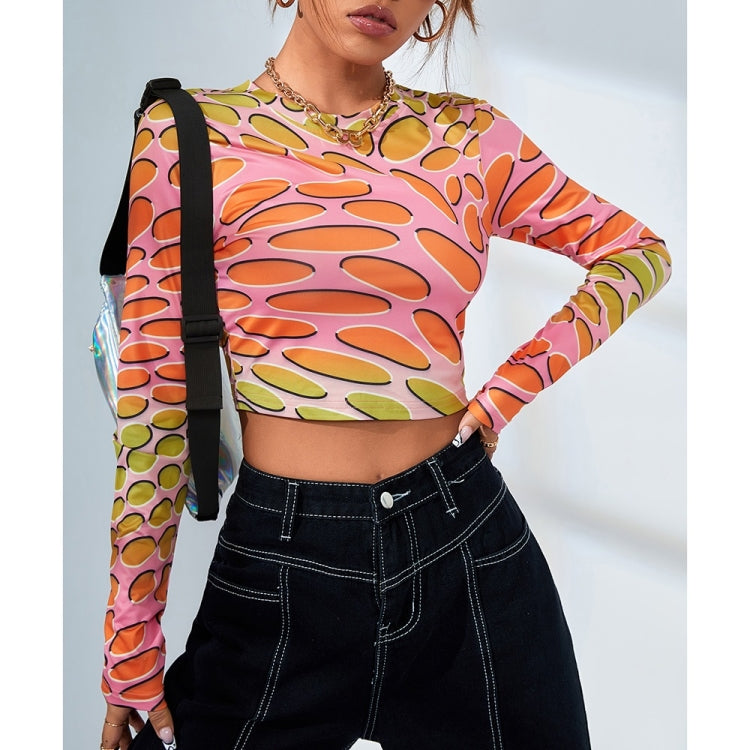 Gradient Oval Pattern Print Long Sleeve Shirt for Ladies