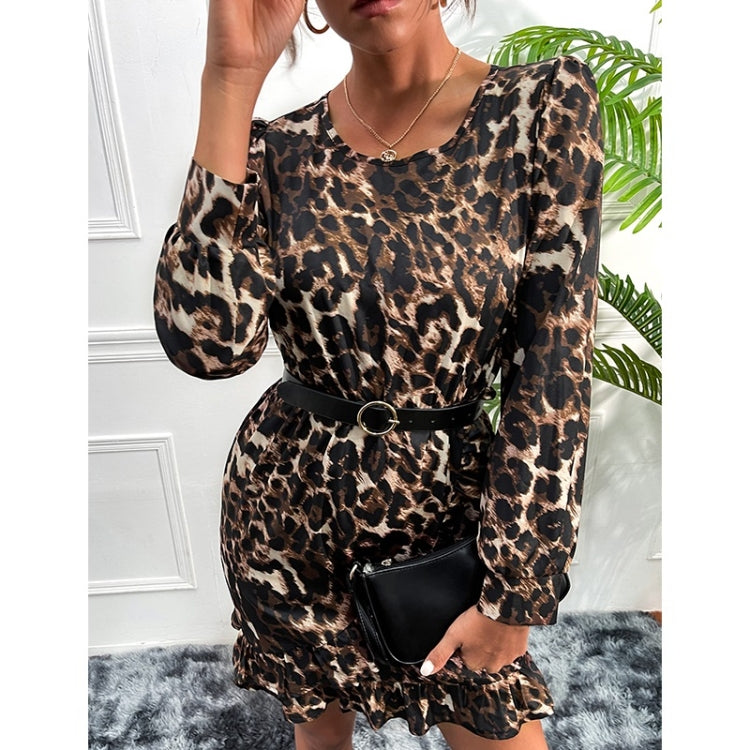 Women Solid Color Leopard Dress