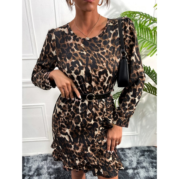 Women Solid Color Leopard Dress