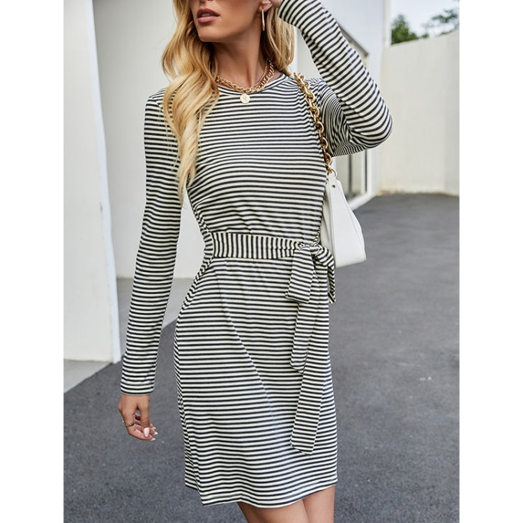 Women Round Neck Striped Dress