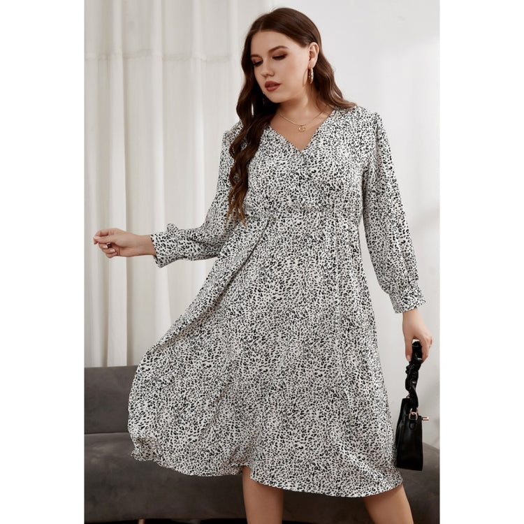 Women Large Size V-neck Long Sleeve Dress
