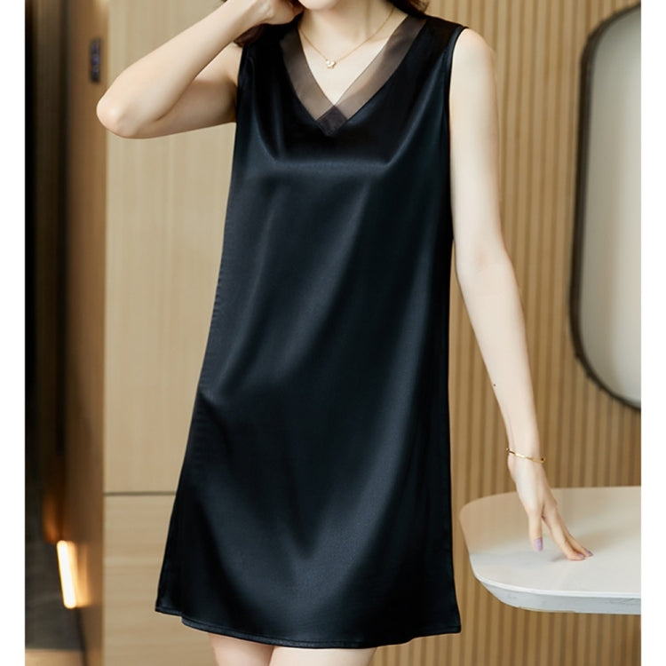Satin Stitching Mesh Sleeveless Dress