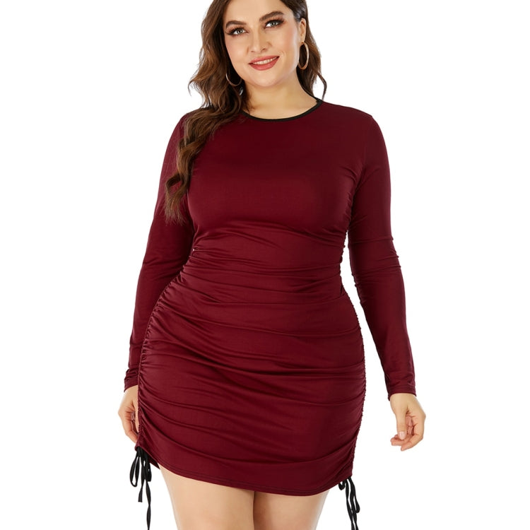 Women Large Size Round Neck Long Sleeve Dress