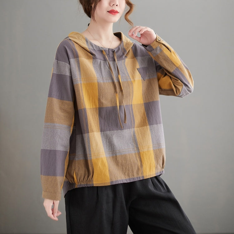 Plaid Hooded Long Sleeve Shirt