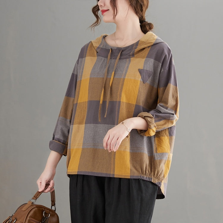 Plaid Hooded Long Sleeve Shirt