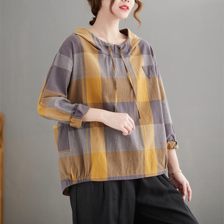 Plaid Hooded Long Sleeve Shirt