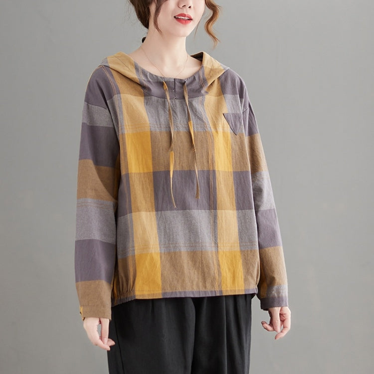 Plaid Hooded Long Sleeve Shirt