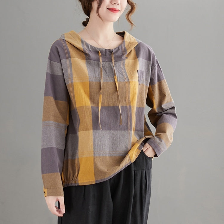 Plaid Hooded Long Sleeve Shirt