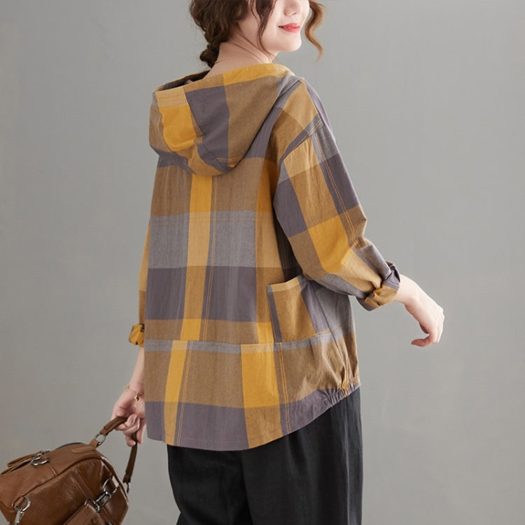 Plaid Hooded Long Sleeve Shirt