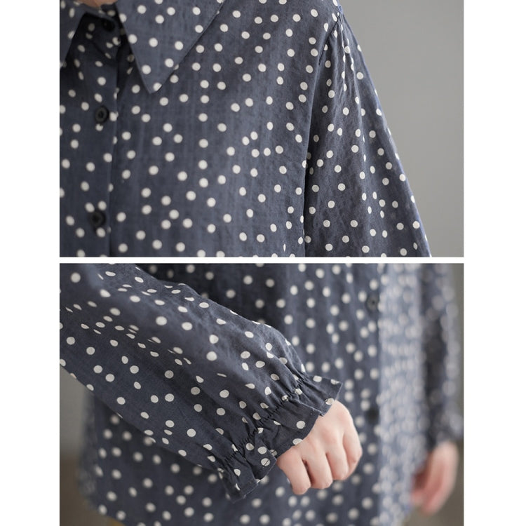 Cotton Linen Dot Doll Collar Shirt