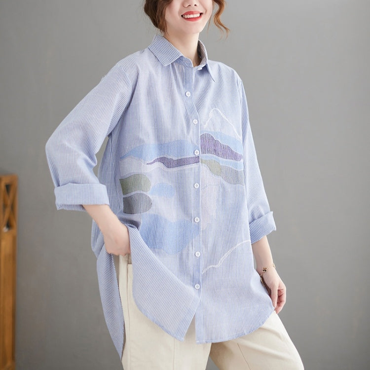 Striped Loose Mid-length Shirt