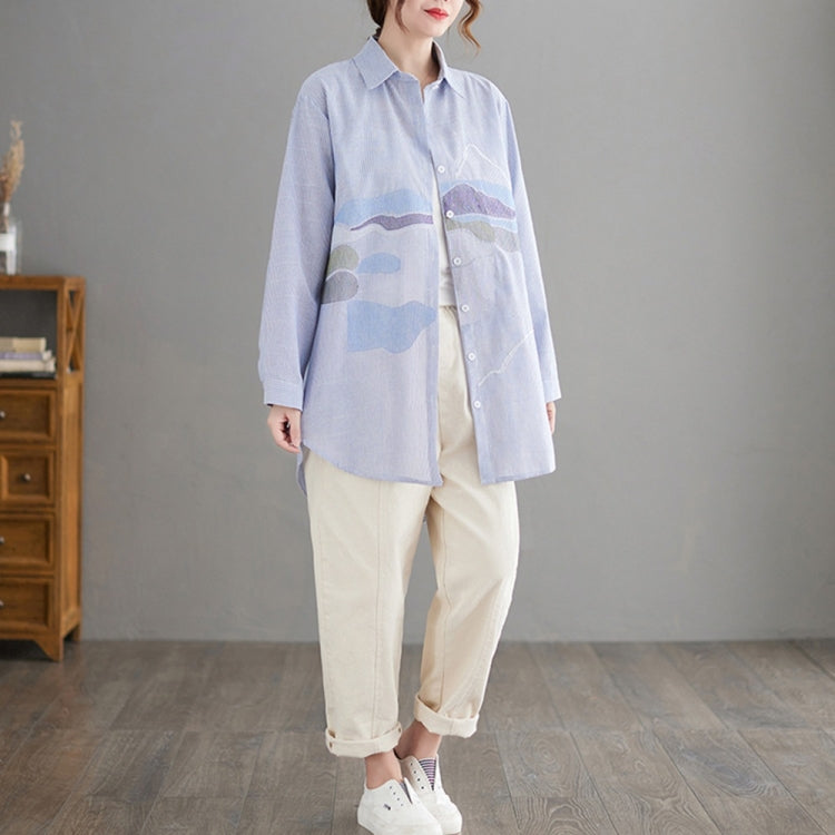 Striped Loose Mid-length Shirt