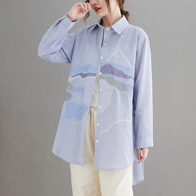 Striped Loose Mid-length Shirt