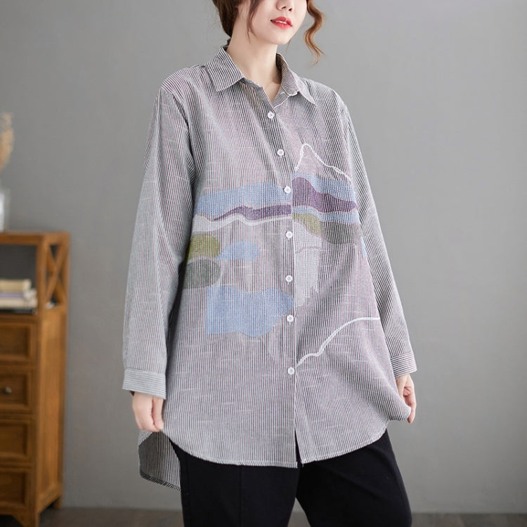 Striped Loose Mid-length Shirt