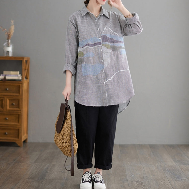 Striped Loose Mid-length Shirt