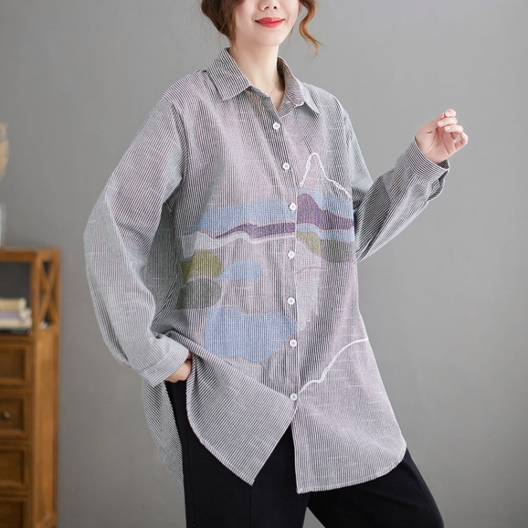Striped Loose Mid-length Shirt