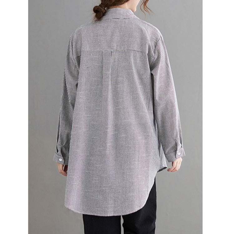 Striped Loose Mid-length Shirt
