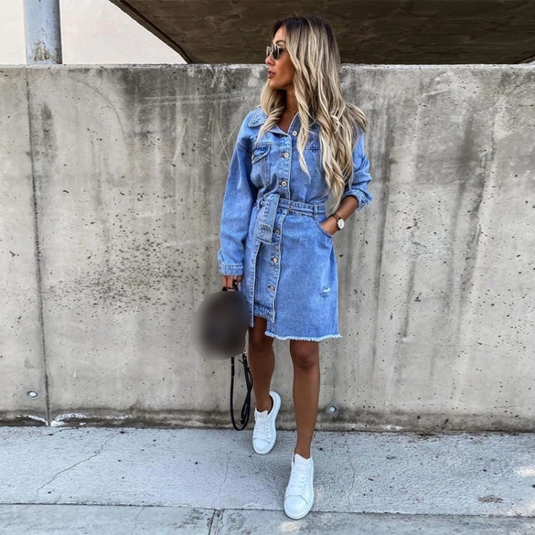 Misalignment Single-breasted Denim Dress