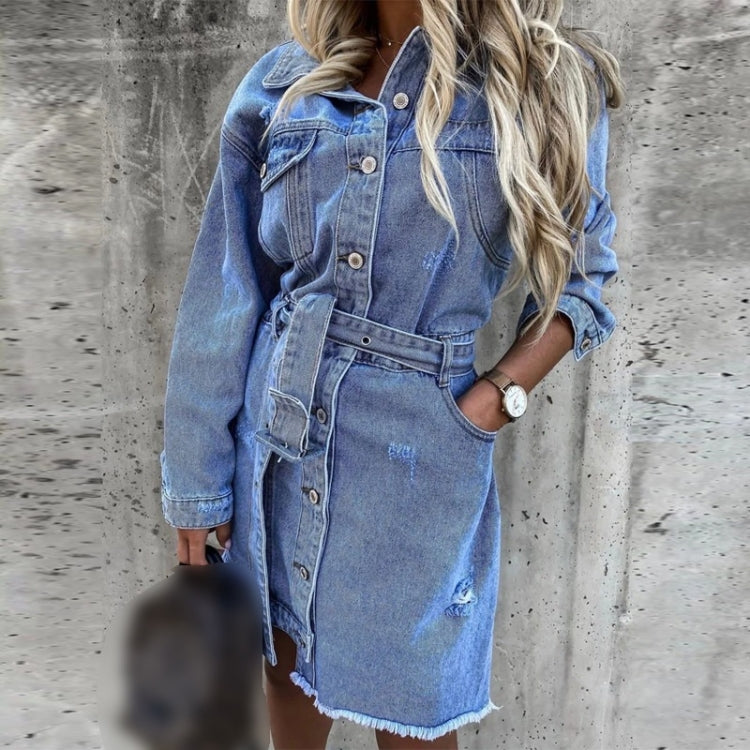 Misalignment Single-breasted Denim Dress