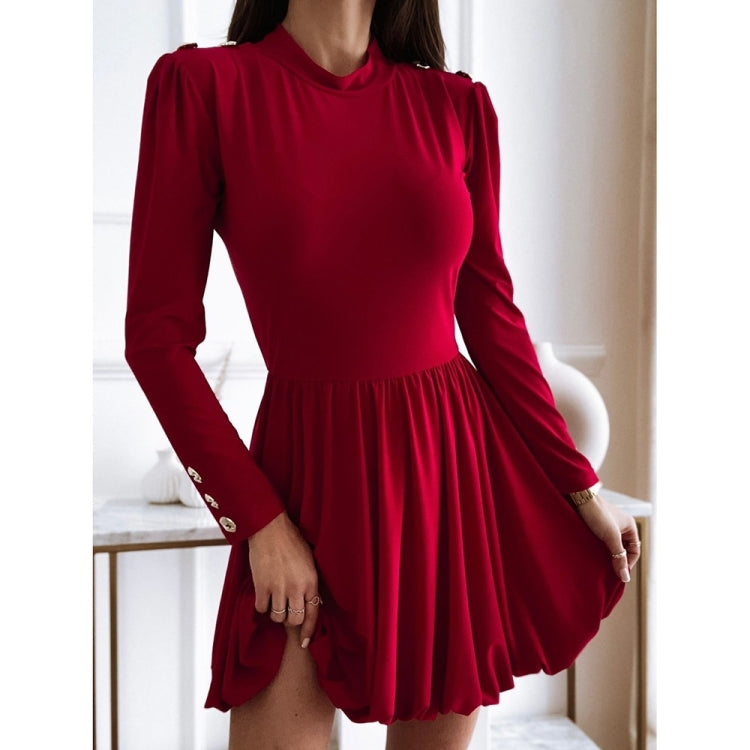 Solid Color Long Sleeve Dress