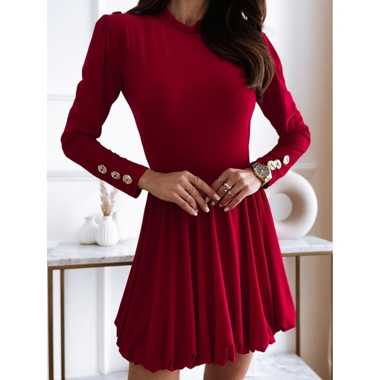 Solid Color Long Sleeve Dress