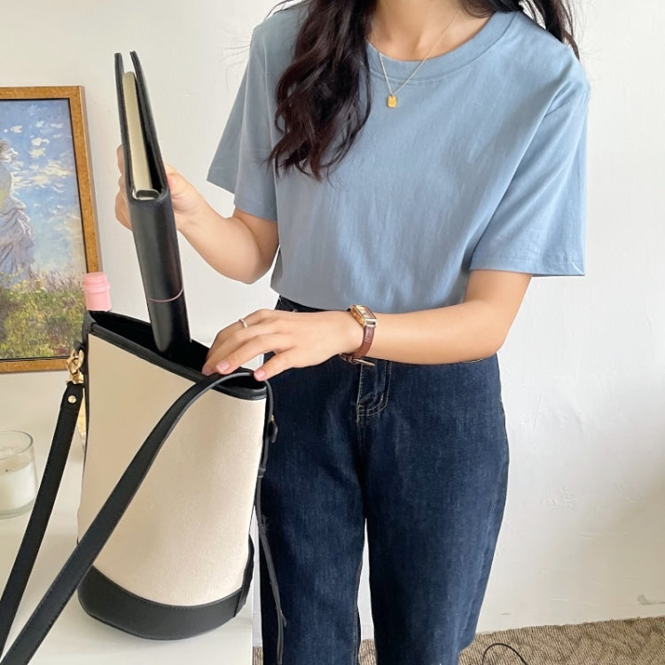 Summer Polyester Loose Round Neck Short Sleeve T-Shirt For Ladies