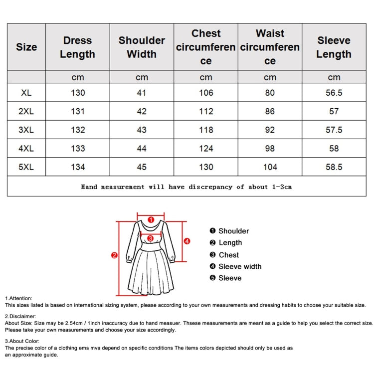 Women Plus Size Long Sleeve High Waist Flower Dress