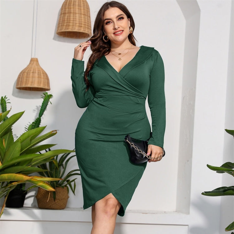 Plus Size Long Sleeve High Waist Sexy Sheath Dress
