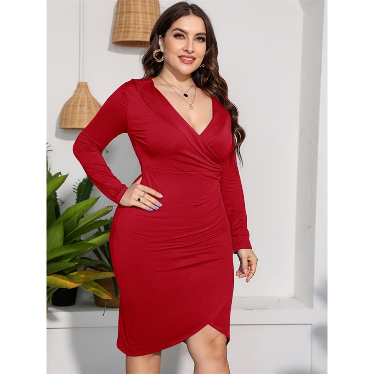 Plus Size Long Sleeve High Waist Sexy Sheath Dress