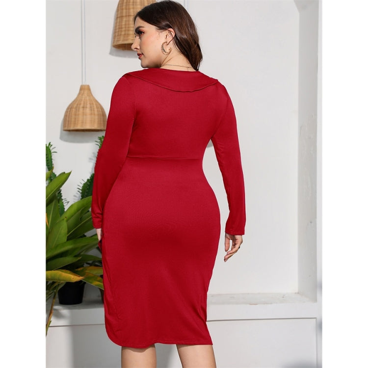 Plus Size Long Sleeve High Waist Sexy Sheath Dress
