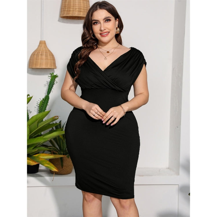 Plus Size Off Shoulder Fitted Waist Sexy Sheath Dress