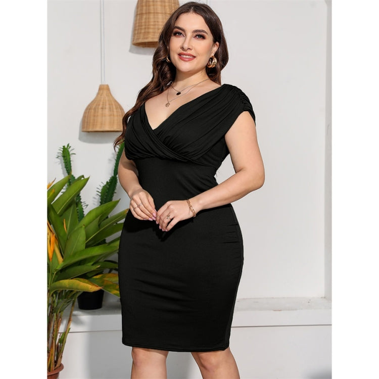 Plus Size Off Shoulder Fitted Waist Sexy Sheath Dress