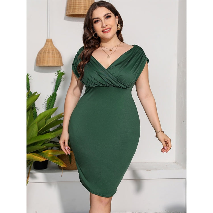 Plus Size Off Shoulder Fitted Waist Sexy Sheath Dress