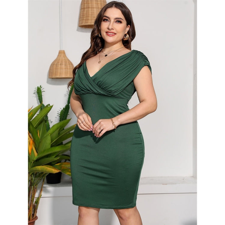 Plus Size Off Shoulder Fitted Waist Sexy Sheath Dress