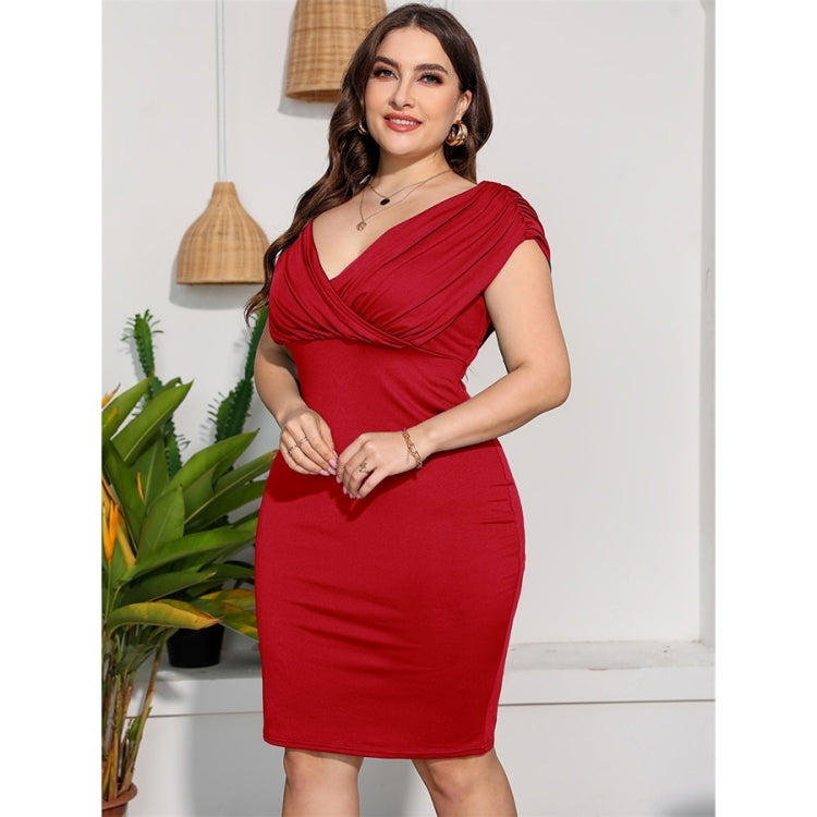 Plus Size Off Shoulder Fitted Waist Sexy Sheath Dress