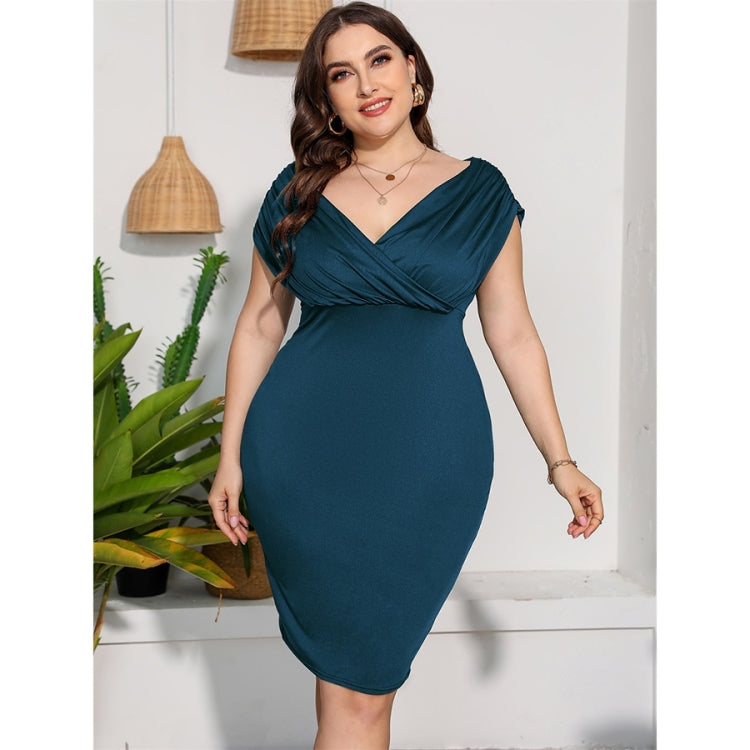 Plus Size Off Shoulder Fitted Waist Sexy Sheath Dress