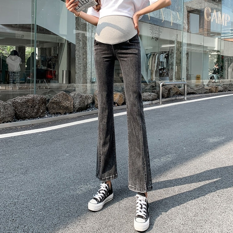 Spring Belly Support Denim Flared Pants for Pregnant Women