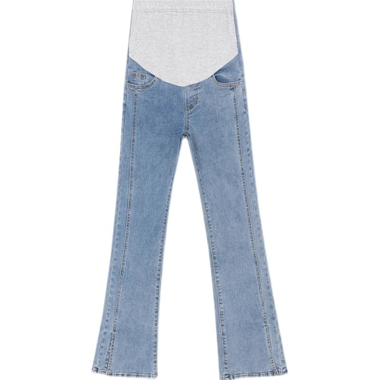 Spring Belly Support Denim Flared Pants for Pregnant Women