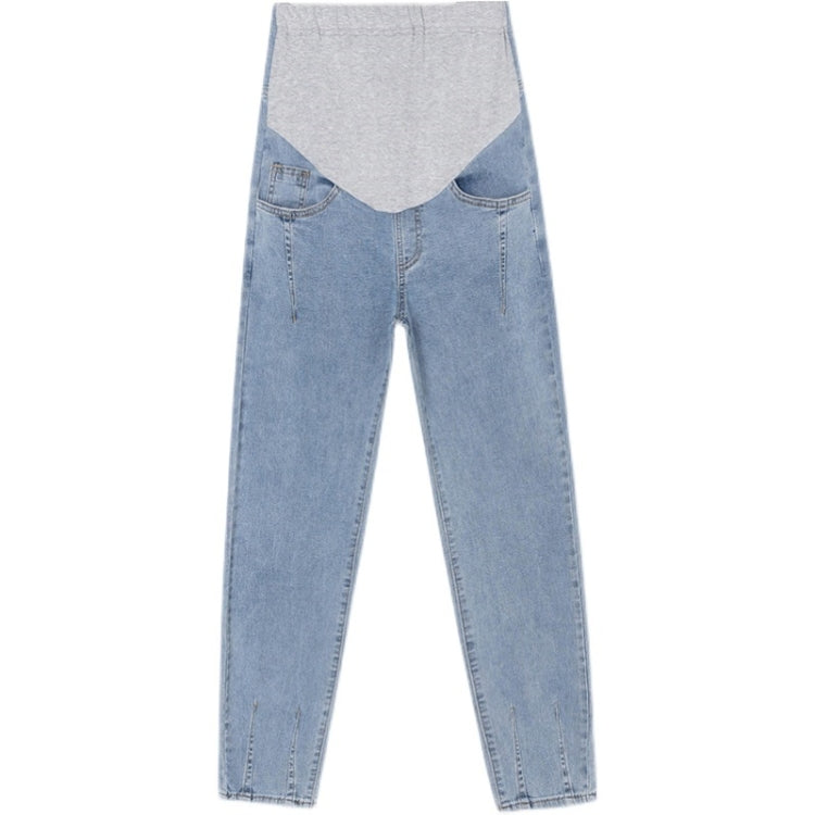 Spring Belly Support Denim Daddy Pants for Pregnant Women