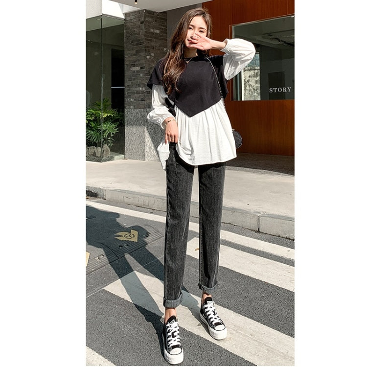 Spring Belly Support Denim Daddy Pants for Pregnant Women